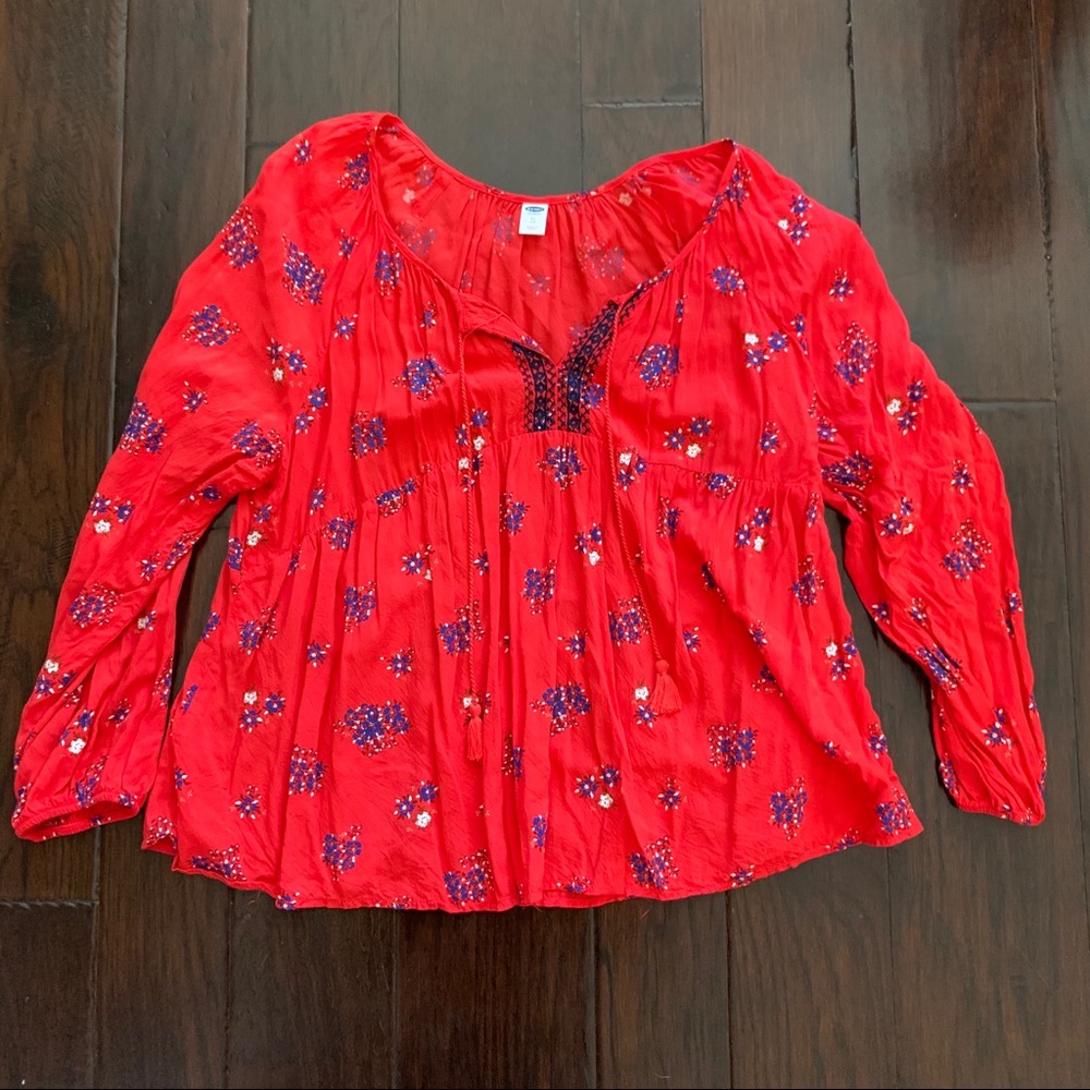 Old Navy Red Peasant Top